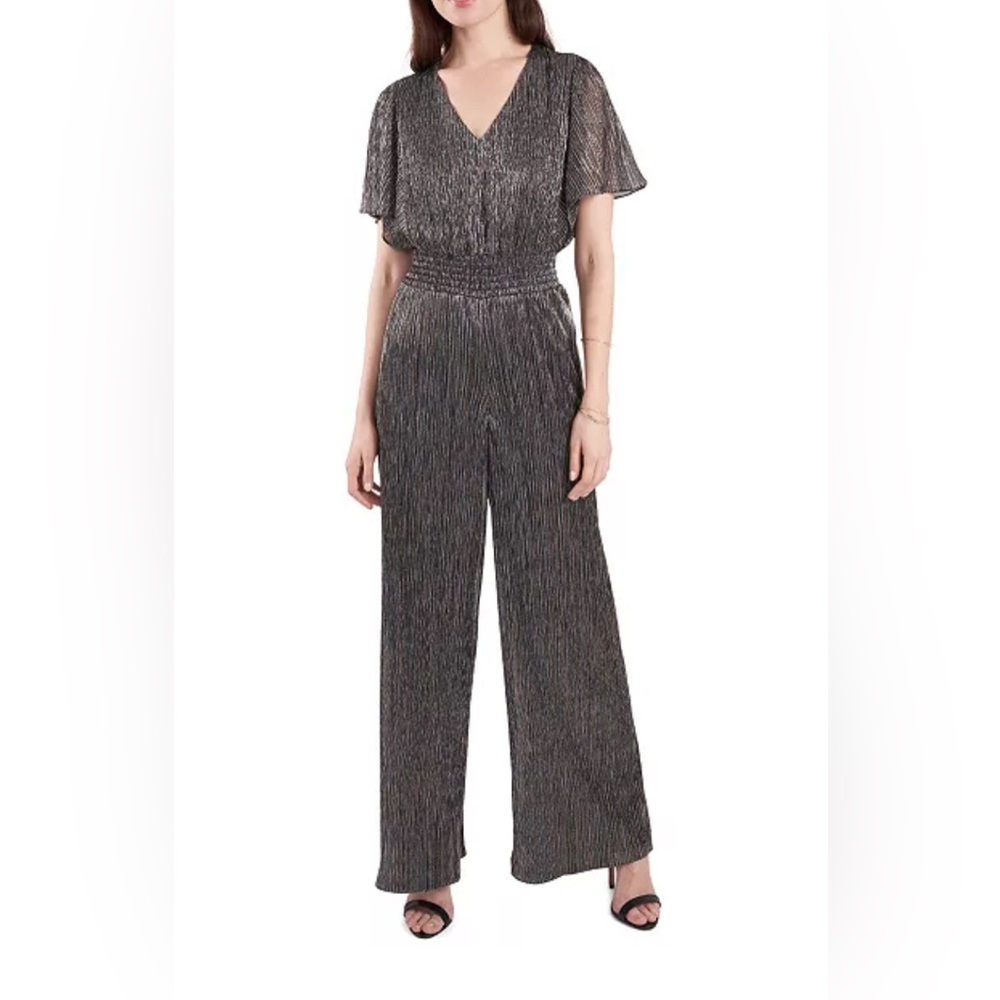 Metallic Smock Waist Jumpsuit